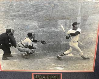 Original photograph of Ted Williams, framed. Certified on back 