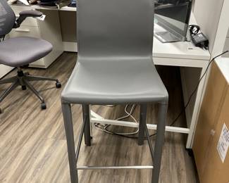 Interlude LEATHER bar chairs (2), with leather wrapped legs and chrome.  $350 each NEW