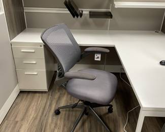 Purchased NEW very recently from Alabama Contract Sales:  THREE cubicals (just like above). PLUS matching  L-shaped reception desk.  Locking side and upper cabinets, ergo. desk chairs included.  EASY BREAK DOWN for moving.  $10,000.   (Purchased for $20,000).