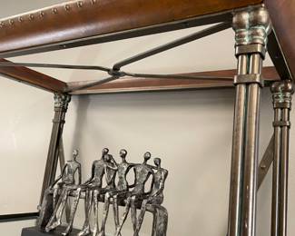 Pair of Lexington, 5 tier open shelving with leather wrapped crowns with nail head accents YUMMY!  $600 EACH. $1,000 pair.