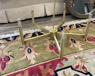 Gold tone metal, 5-arm chandelier drop 19”, 23” round. $400