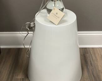 Uttermost “French Maid”, metal white painted hanging light fixture, with aqua painted interior.   $500