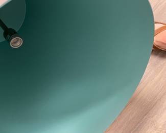 Uttermost “French Maid”, metal white painted hanging light fixture, with aqua painted interior.   $500