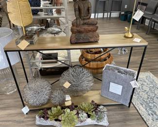 Wood and wrought iron console $350