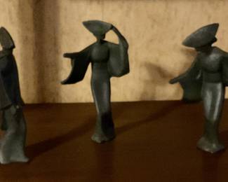 mid century modern iron geisha figures