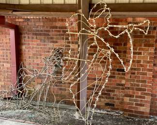 Angel outdoor light display, custom made from rebar