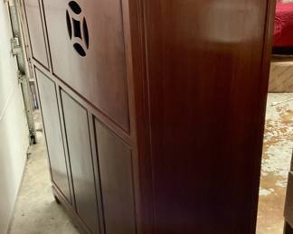 Back of rosewood cabinet all sides finished. Asian Mid Century Modern