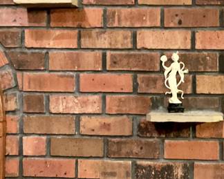 Iron match safe, Asian figures