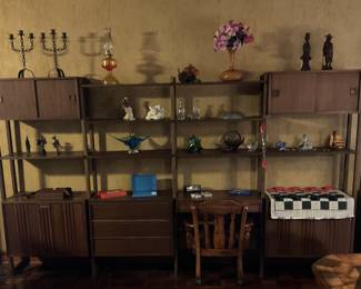 Modular mid century modern shelving unit