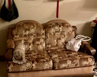 Vintage loveseat , purses