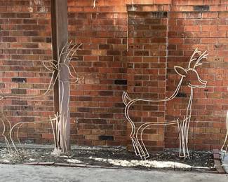 Santa and his reindeer 7 pieces made of welded rebar, just add lights