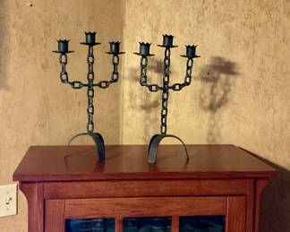 Iron chain candlesticks