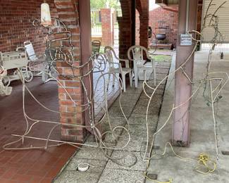 Santa and his reindeer lighted outdoor display welded rebar construction