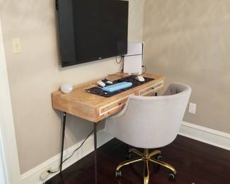 Contemporary desk; swivel office chair - two available