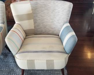 Stylish arm chairs - two available; area rug