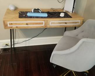 Contemporary desk; swivel office chair - two available