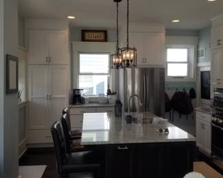 Kitchen island; light fixtures