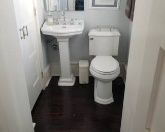 Pedestal sink & updated comfort height commode