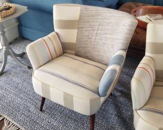 Stylish arm chairs - two available; area rug