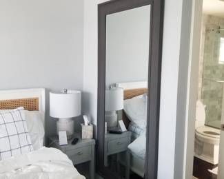 Petite nightstand - two available; large wall mirror