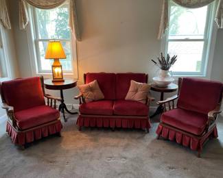 Burgundy Sofa and Chairs