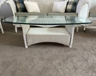 Wicker Glass Top Coffee Table