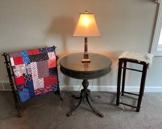 Wood Tables and Quilt Stand