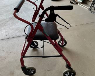 Red Four-Wheel Walker