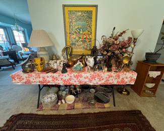 ANTIQUES, BRASS ITEMS LAMPS AND MORE 