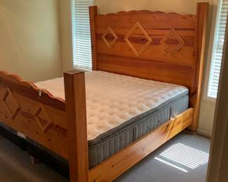 Custom made Cedar bed (King Size) with new mattress and foundation.