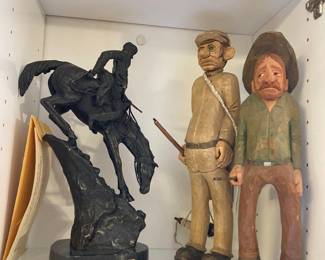 Remington Bronzes, Vintage Wood Carvings