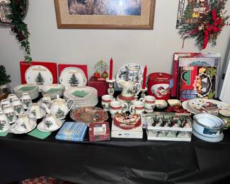 Holiday - Dishes, Serving Platters and Pieces, Metallic Napkin Rings, Candle Holder and Snuffer, Fitz and Floyd