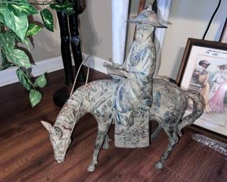 Metal Asian Man on Horse - Very Heavy