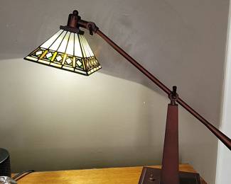 Dale Tiffany Desk Lamp With Light On And Wow! Beautiful Colors