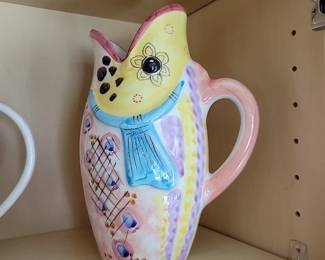 Rare Vietritaly SRL Vietri Sul Mare Hand Made In Italy Ceramic Fish Pitcher