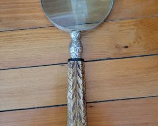Vintage Magnifying Glass With Carved Bone Handle