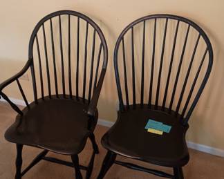 Nine spindle Windsor chair 
One arm chair 
Five side chairs available 