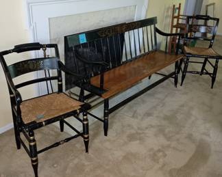 Hitchcock bench and chairs 