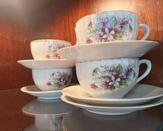 African Violet tea cups