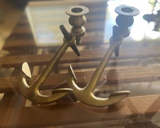 Brass Anchor Candleholders 