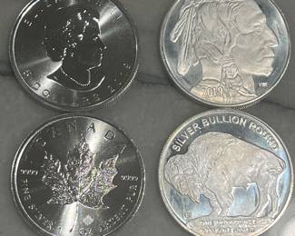 Collection of  commemorative Silver proof coins each weighing 1 Troy ounce.  