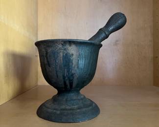 Very Large, heavy cast iron Mortar and Pestle