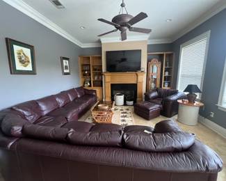 Very Large brown leather sectional  sofa approximately 206"