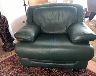 Green Leather Club Chair and Lovesest