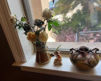 Vintage Shell Bouquet and Antique Nippon Vases 