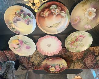 Collection of antique hand painted plates