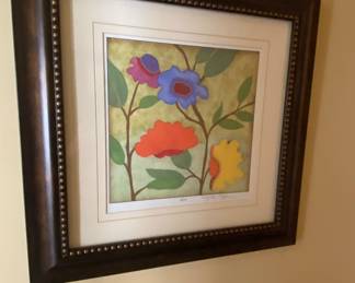 Framed Flower Print signed 23" x 23"