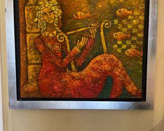 Framed Original Mixed Media Painting Olivia Garcia "Rosas Landro" 47" x 47"