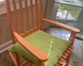 One of Two Painted Wood Rocking Chairs