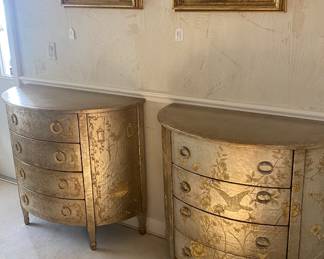 Theodore Alexander Demilune Silver Leaf Dressers